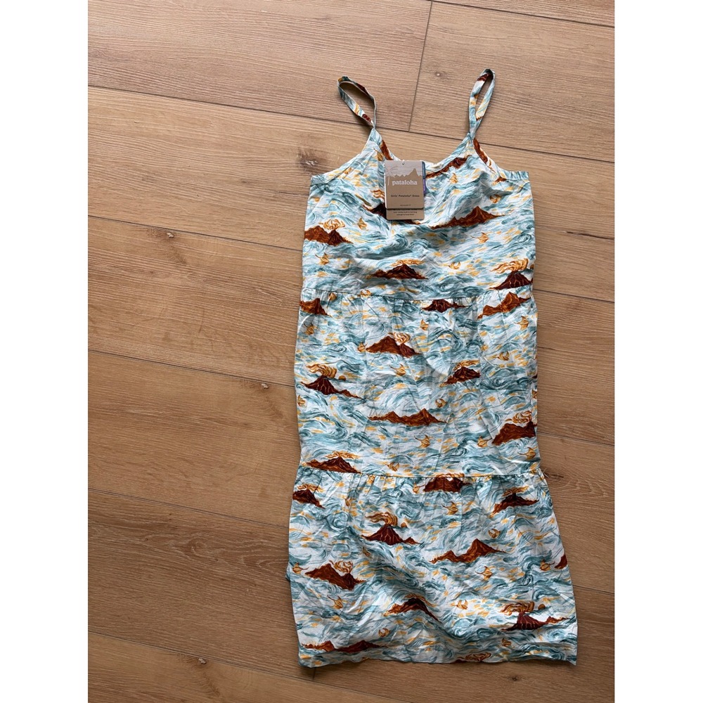 Patagonia Girls Pataloha‎ Dress Island Currents White Organic Cotton size XL 14